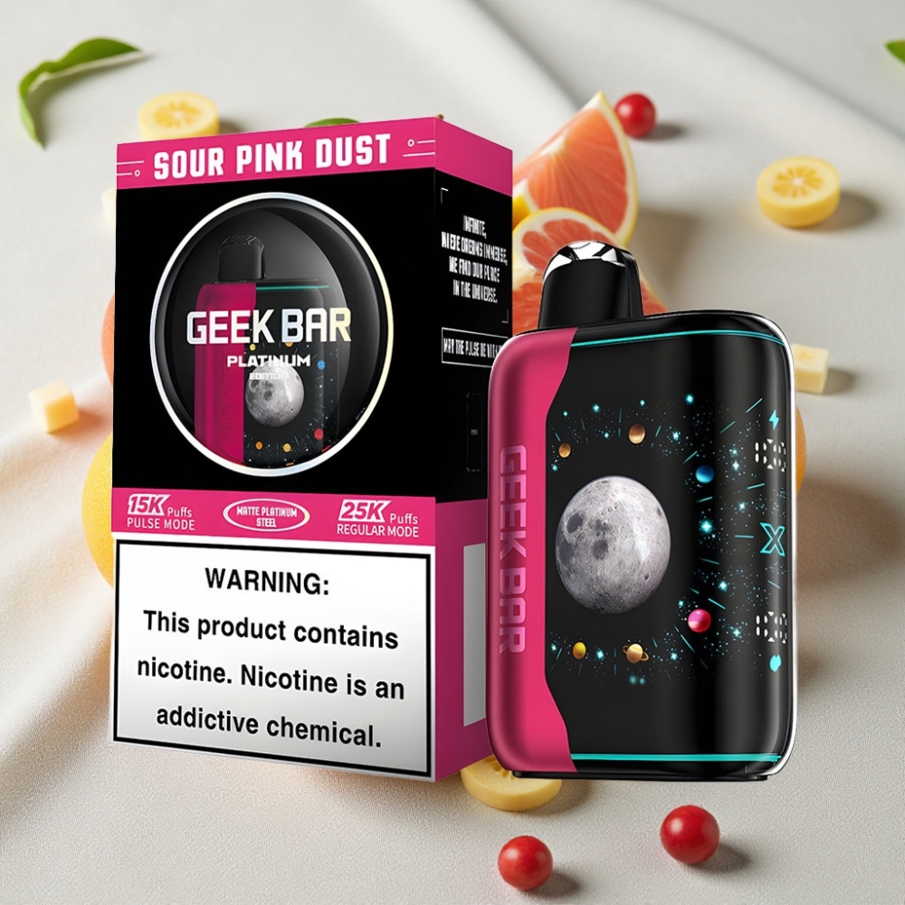 GEEK BAR Platinum Edition 25000 Pust Sur Pink Støv 20mL 2% Nikotin