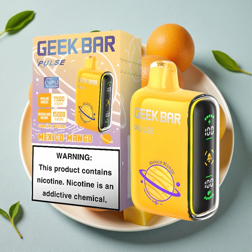 Geek Bar Pulse 15000 Puffs 16ML 5% Nikotin Justerbar Luftgennemstrømning USB-C