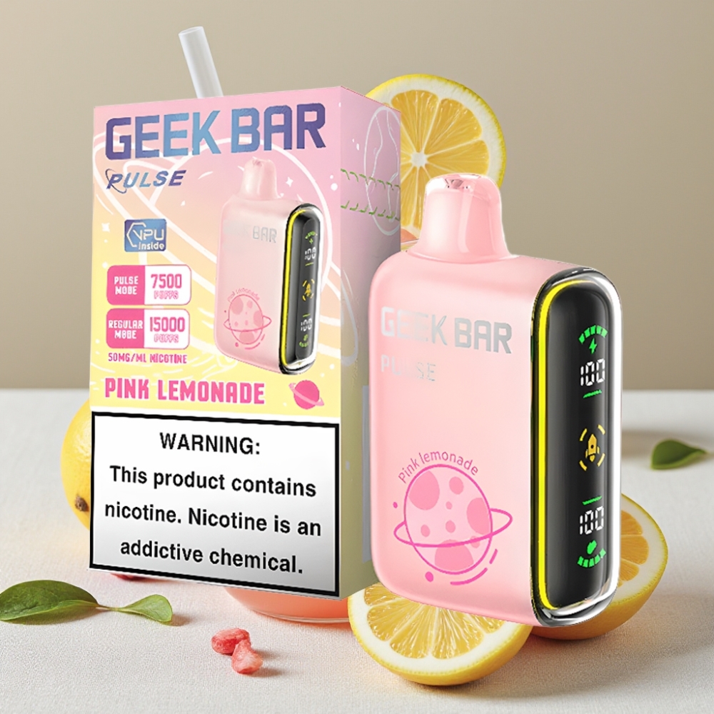 Geek Bar Pulse 15000 Puffs 16ML 5% Nikotin Justerbar Luftgennemstrømning USB-C