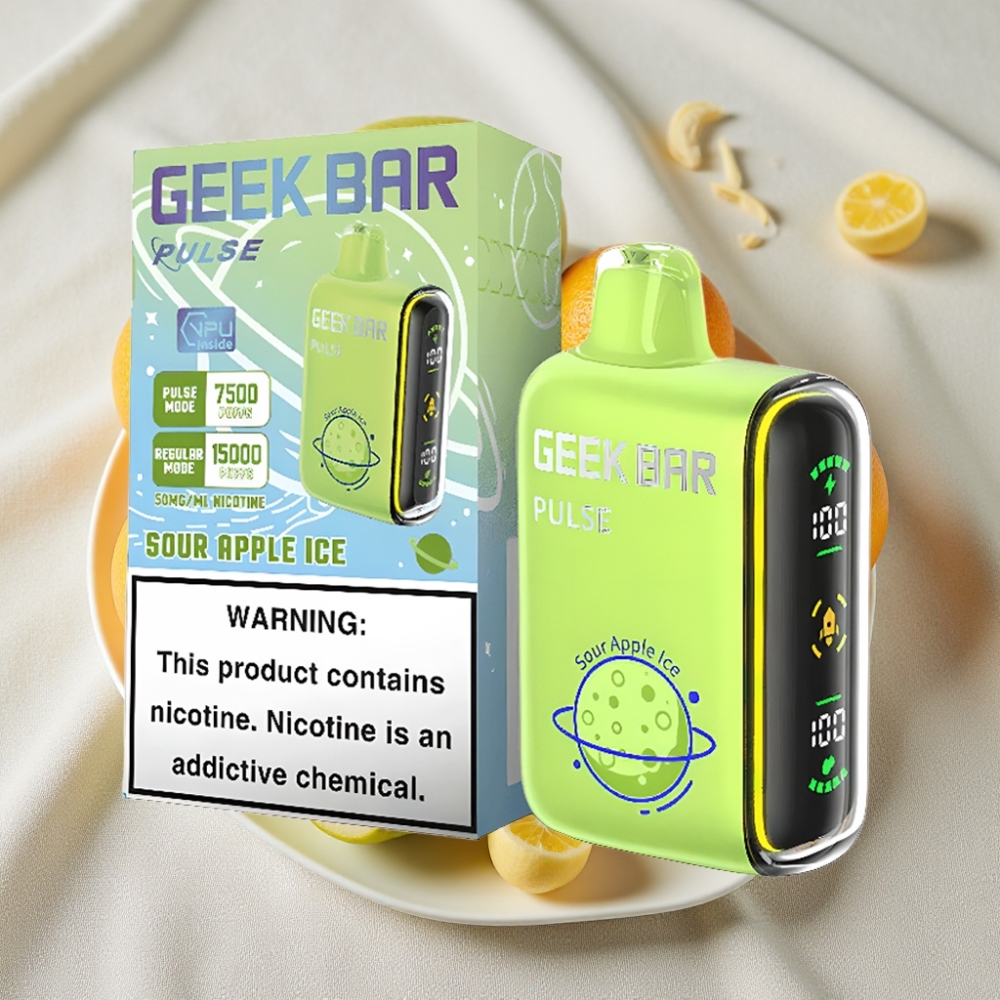 Geek Bar Pulse 15000 Puffs 16ML 5% Nikotin Justerbar Luftgennemstrømning USB-C