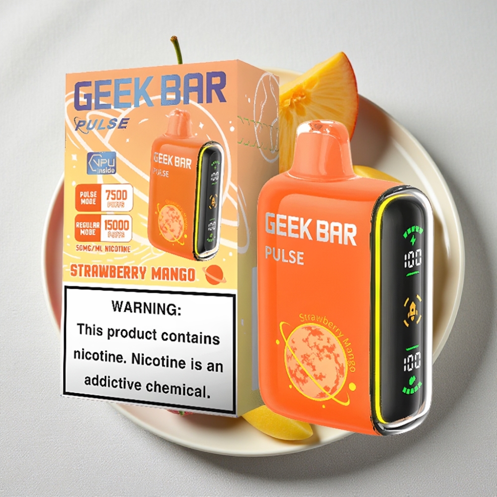 Geek Bar Pulse 15000 Puffs 16ML 5% Nikotin Justerbar Luftgennemstrømning USB-C