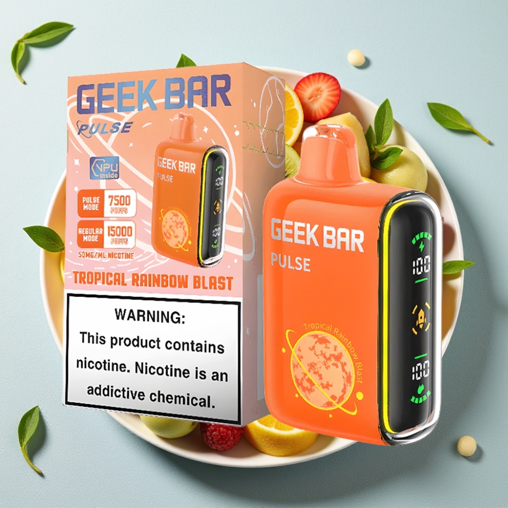 Geek Bar Pulse 15000 Puffs 16ML 5% Nikotin Justerbar Luftgennemstrømning USB-C
