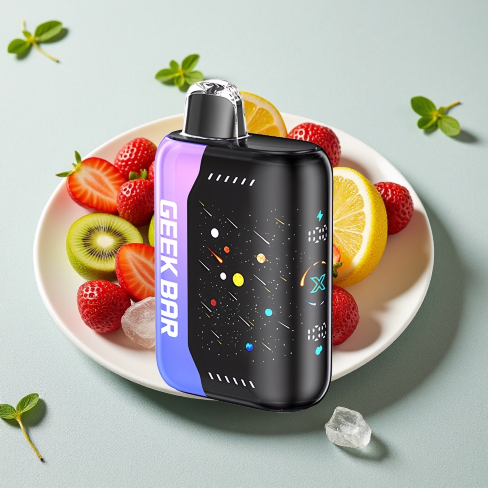 GEEK BAR Pulse X 42K Puff Meteor Edition Jordbær Kiwi Is med Dobbelt Mesh Coil og 3D Skærm