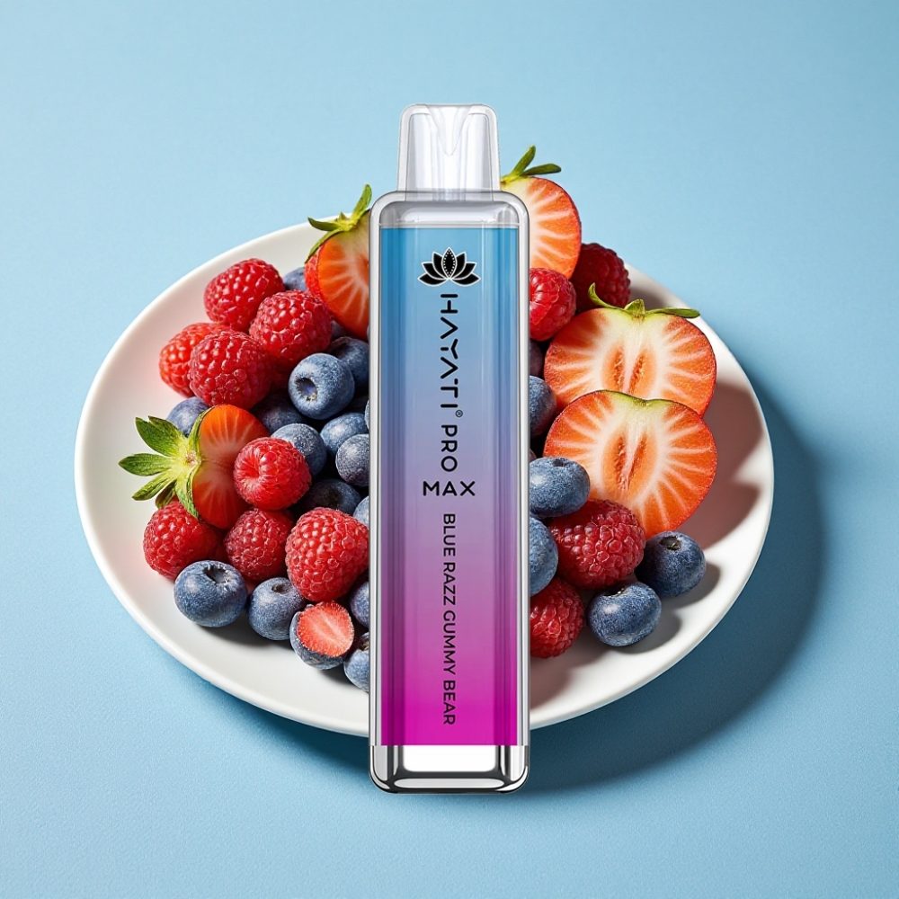 Hayati Pro Max 4000 Puffs Engangs Vape Blå Hindbær Gummibjørn Dual 1.1 Ohm Mesh Coil Hayati Pro Max 4000 Puffs Engangs Vape Blå Hindbær Gummibjørn Dual 1.1 Ohm Mesh Coil