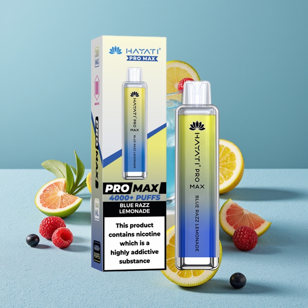 Hayati Pro Max 4000 Puffs Engangs Vape Blå Hindbær Lemonade 2ml 1400mAh