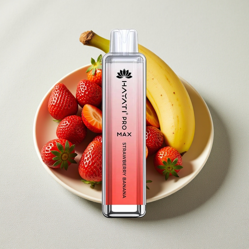 Hayati Pro Max 4000 Puffs Engangs Vape Jordbær Banan 2ml 1400mAh Opladelig Hayati Pro Max 4000 Puffs Engangs Vape Jordbær Banan 2ml 1400mAh Opladelig