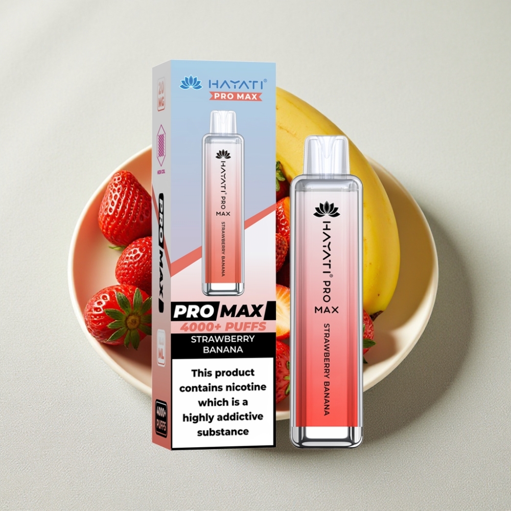 Hayati Pro Max 4000 Puffs Engangs Vape Jordbær Banan 2ml 1400mAh Opladelig