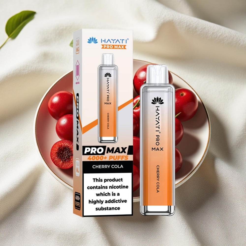 Hayati Pro Max 4000 Puffs Engangs Vape Kirsebær Cola Dual 1.1 Ohm Mesh Opladelig