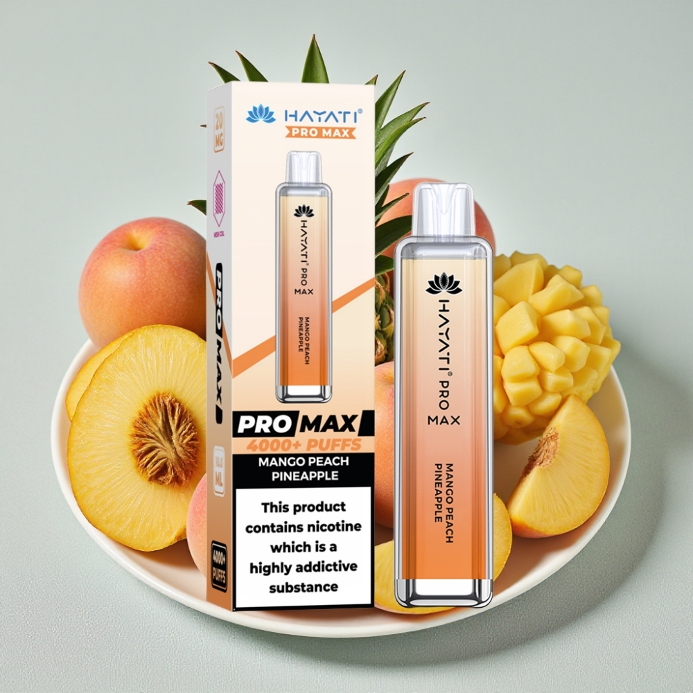 Hayati Pro Max 4000 Puffs Engangs Vape Mango Fersken Ananas 2ml 1400mAh Opladningsbar