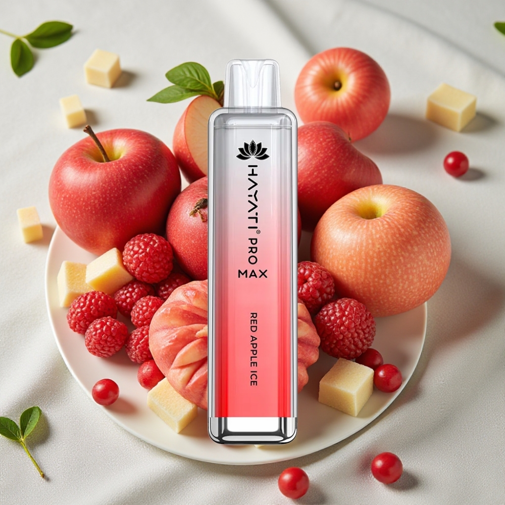 Hayati Pro Max 4000 Puffs Engangs Vape Rød Æble Is 2ml 1400mAh Opladelig