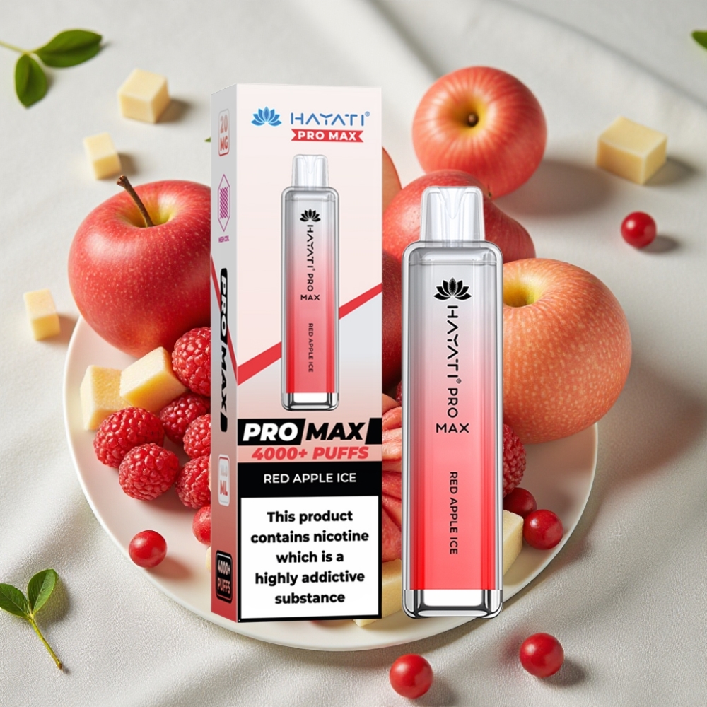 Hayati Pro Max 4000 Puffs Engangs Vape Rød Æble Is 2ml 1400mAh Opladelig