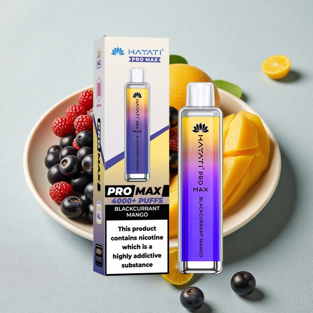 Hayati Pro Max 4000 Puffs Engangs Vape Solbær Mango 2ml Tank 1400mAh