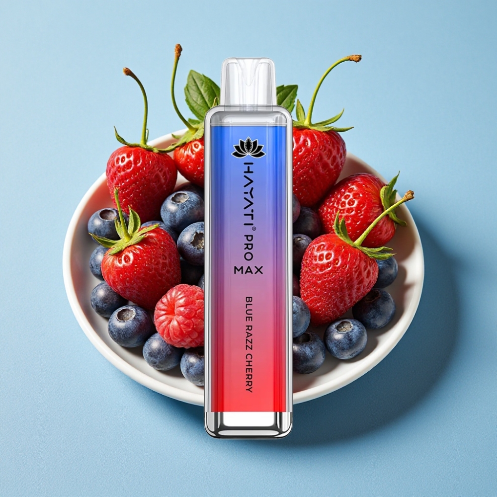 Hayati Pro Max 4000 Puffs Genanvendelig Vape Blå Hindbær Kirsebær 2%/5% Nikotin