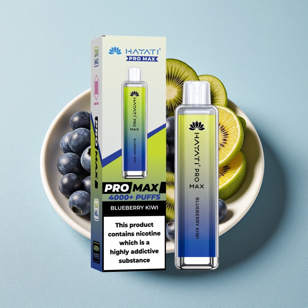 Hayati Pro Max 4000 Puffs Genanvendelig Vape Blåbær Kiwi 2ml/10ml 1400mAh