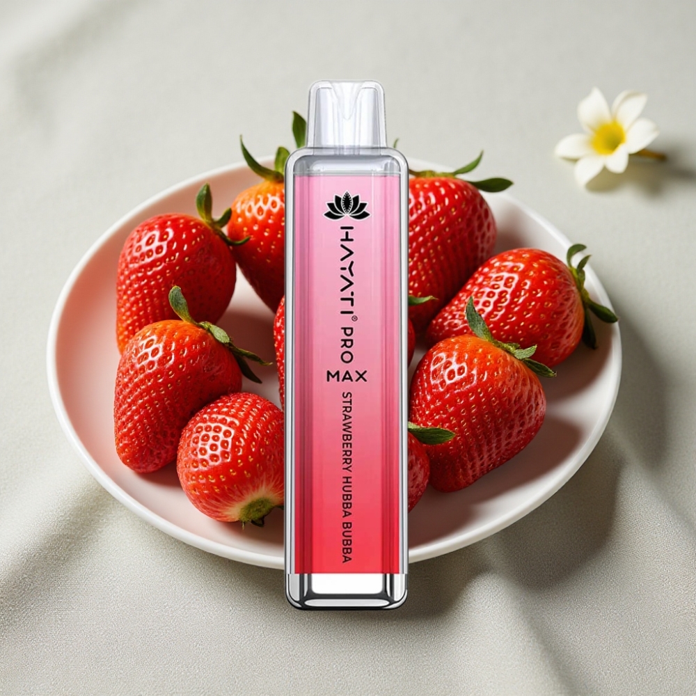 Hayati Pro Max 4000 Puffs Genanvendelig Vape Jordbær Hubba Bubba Dual Coil 5% Nikotin