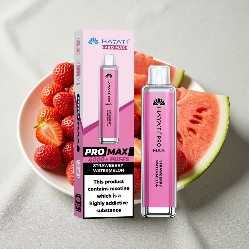 Hayati Pro Max 4000 Puffs Genanvendelig Vape Jordbær Vandmelon 2ml Tank 1400mAh