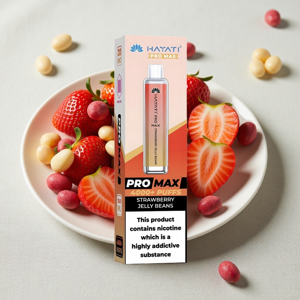 Hayati Pro Max 4000 Puffs Genanvendelig Vape Jordbærgelébonner 2%/5% Nikotin 1400mAh
