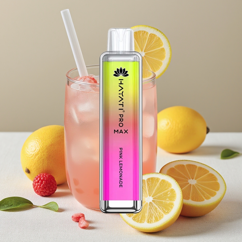 Hayati Pro Max 4000 Puffs Genanvendelig Vape Lyserød Citronvand med 1400mAh Batteri og LED