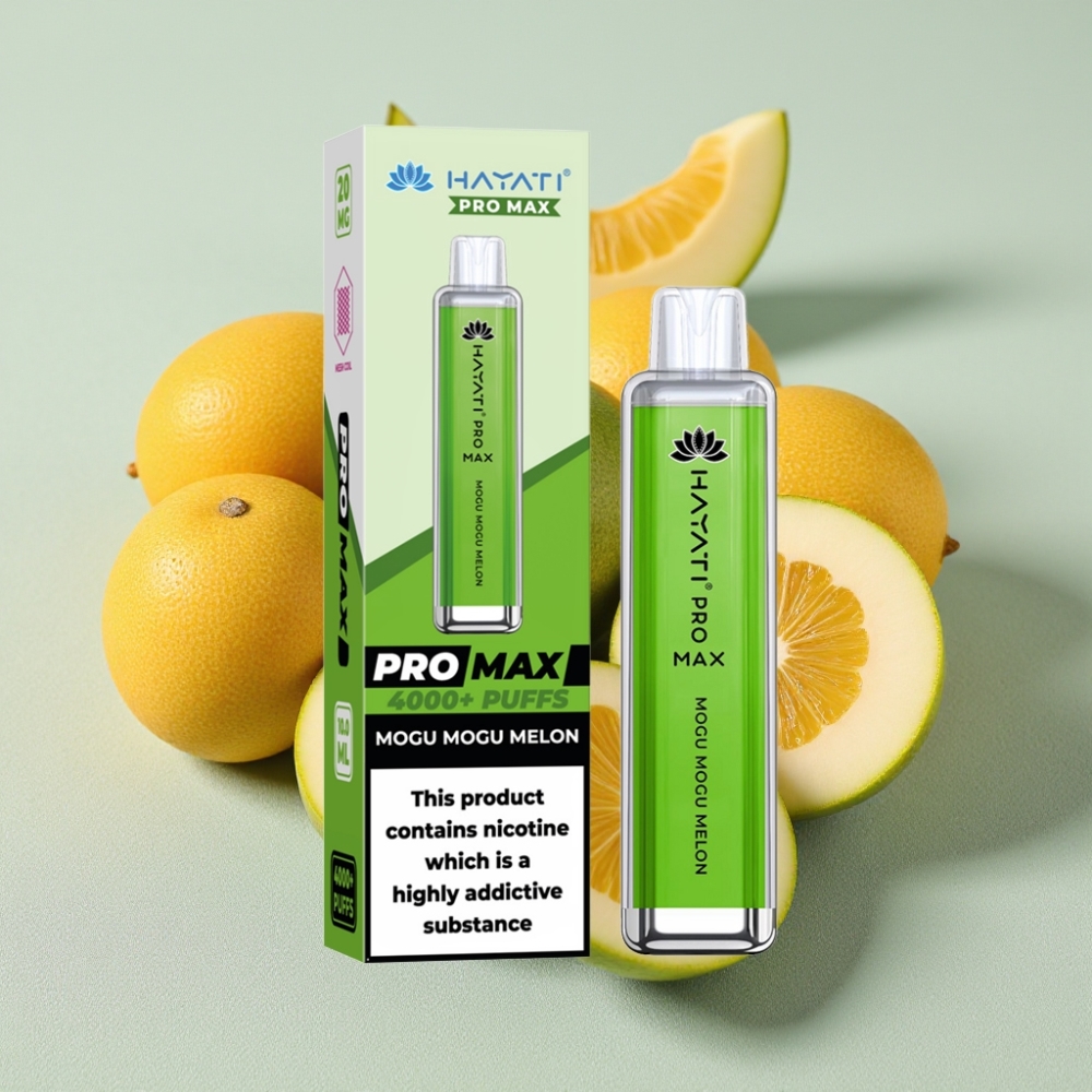 Hayati Pro Max 4000 Puffs Genanvendelig Vape Mogu Mogu Melon Dual Coil Rechargeable