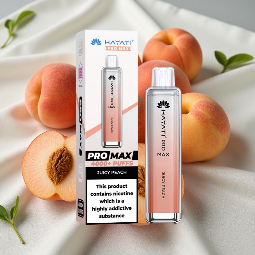 Hayati Pro Max 4000 Puffs Genanvendelig Vape Saftig Fersken 2%/5% Nikotin 1400mAh