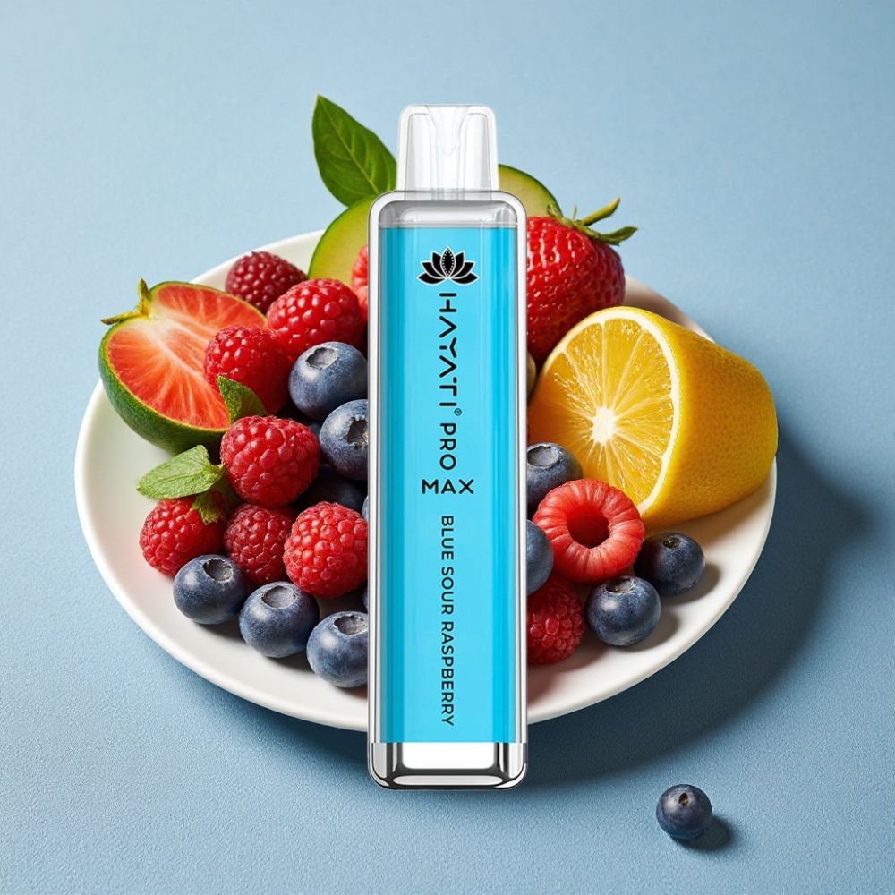 Hayati Pro Max 4000 Puffs Genopladelig Vape Blå Sur Hindbær Dual Coil 2ml/10ml