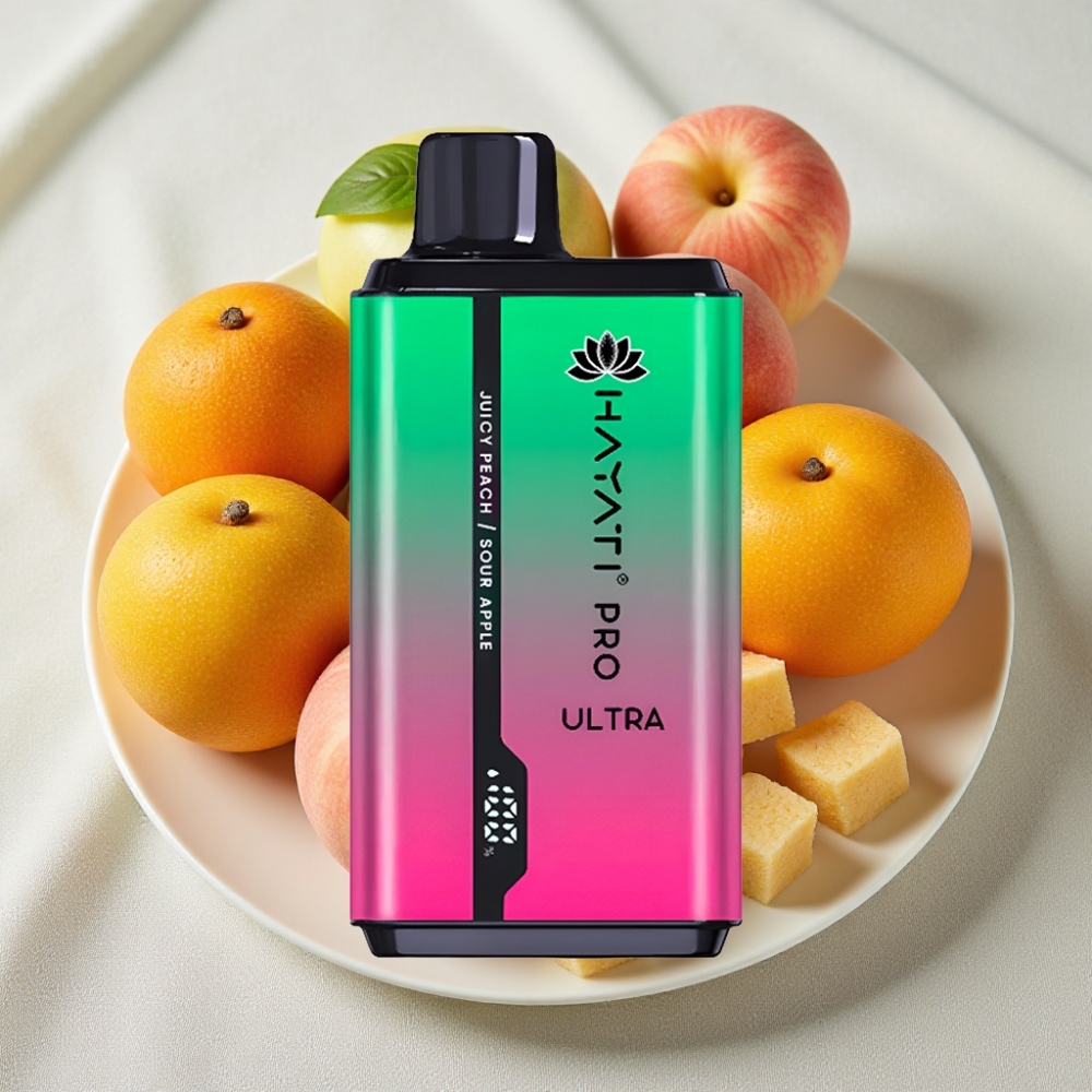 Hayati Pro Ultra 15000 Puffs 850mAh 24ml Sur Æble Juicy Peach