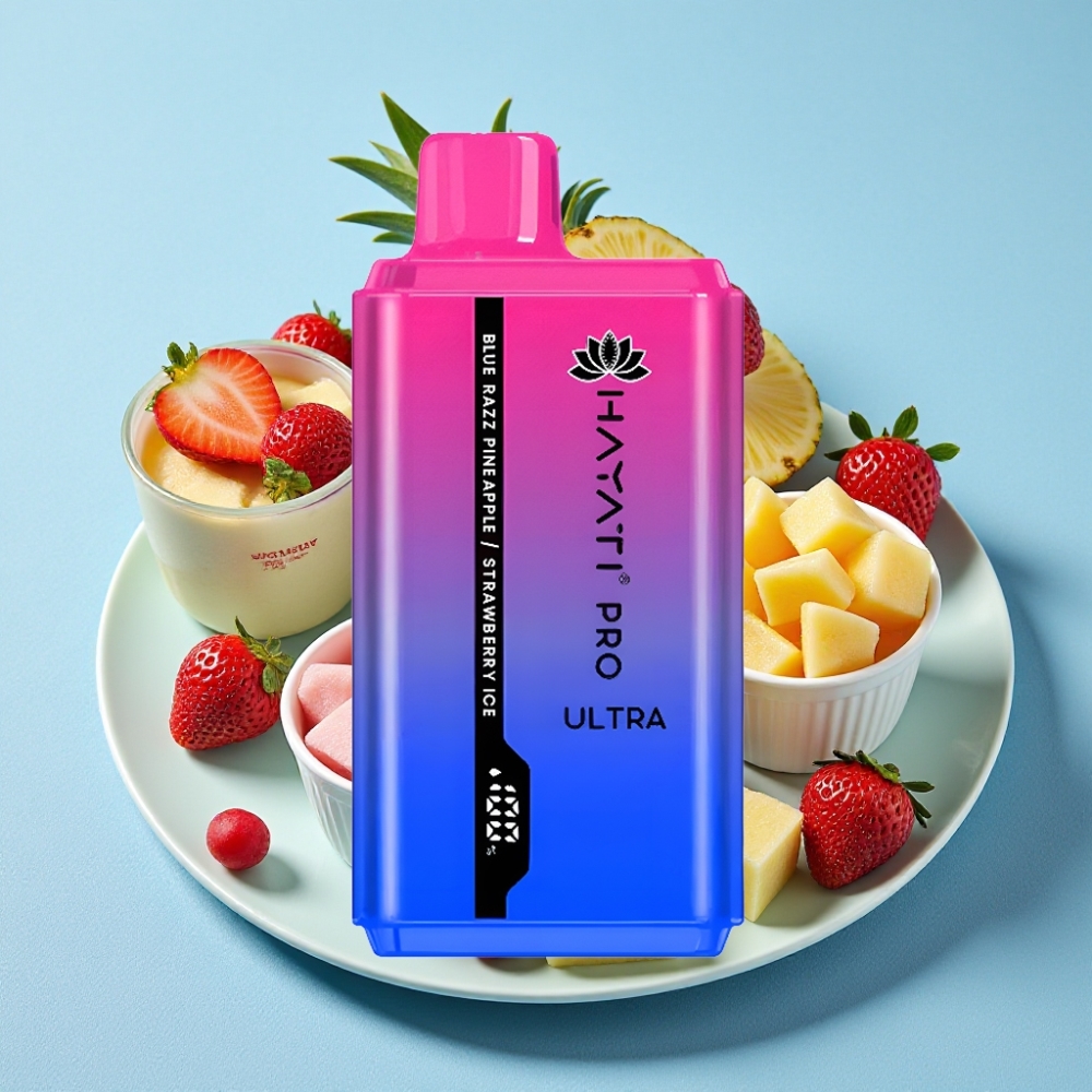 Hayati Pro Ultra 15000 Puffs 850mAh 2×12ml Blå Hindbær Ananas Jordbær Is