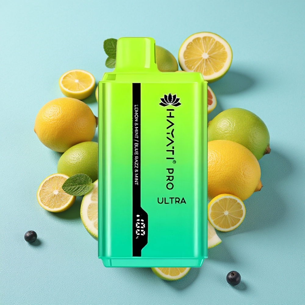 Hayati Pro Ultra 15000 Puffs 850mAh 2×12ml Citron & Mynte Blå Hindbær & Mynte