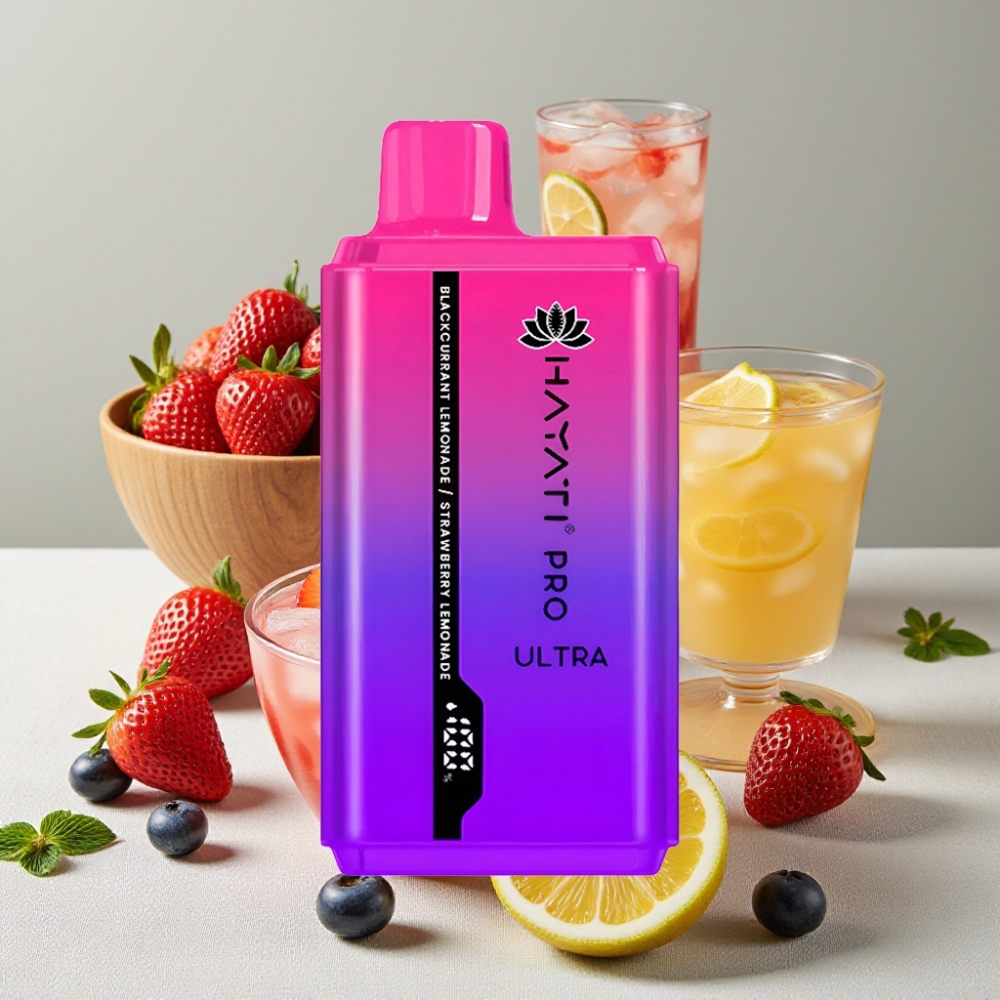 Hayati Pro Ultra 15000 Puffs Sortsolbæron Lemonade Jordbær Lemonade 2×12ml 2%