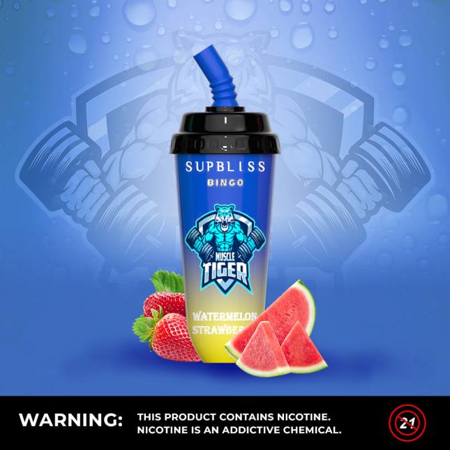 RandM Supbliss Bingo 8000 vape pod enhed 1 stk L06X256 jordbær is - RandM Disposable Vape