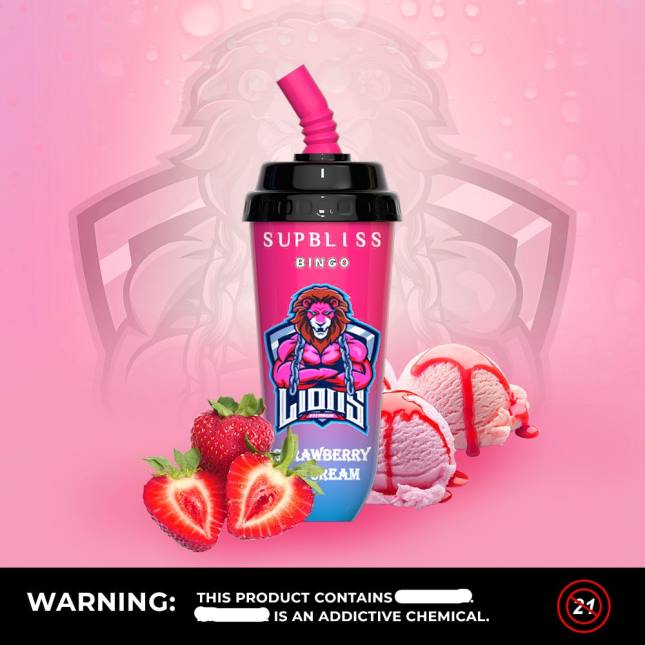 RandM Supbliss Bingo 8000 vape pod enhed 1 stk L06X256 jordbær is - RandM Disposable Vape