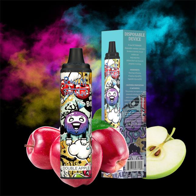 RandM Tornado 6000 luftstrømskontrol vape pod enhed 1 stk L06X279 rød æble citron - RandM Smage