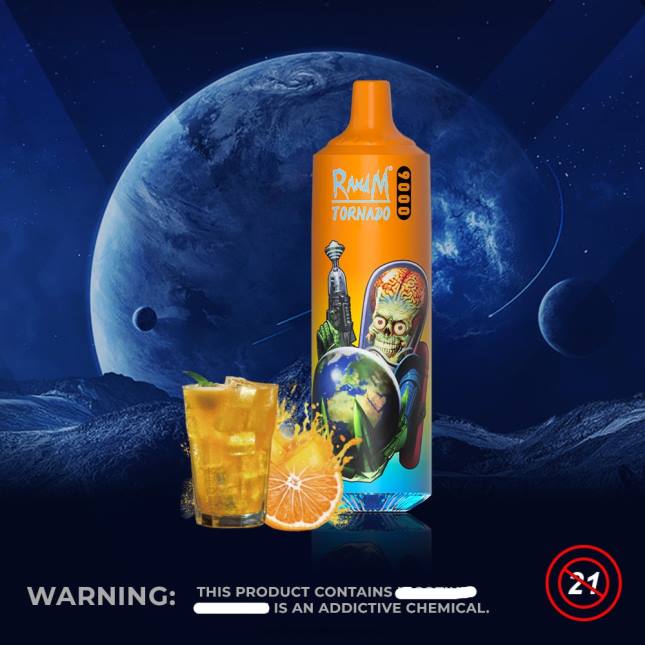 RandM Tornado 9000 vape pod enhed 1 pc version 1 L06X129 orange sodavand - RandM Smage