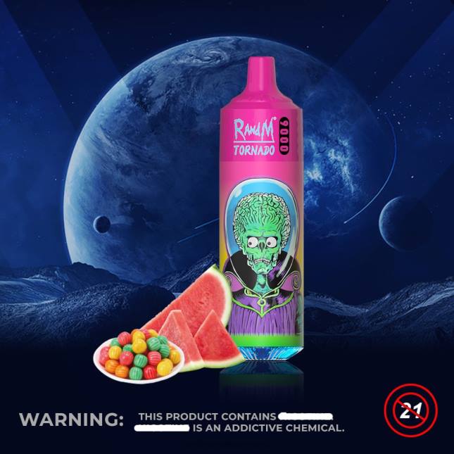 RandM Tornado 9000 vape pod enhed 1 pc version 1 L06X130 vandmelon tyggegummi - RandM Vape Buy Online