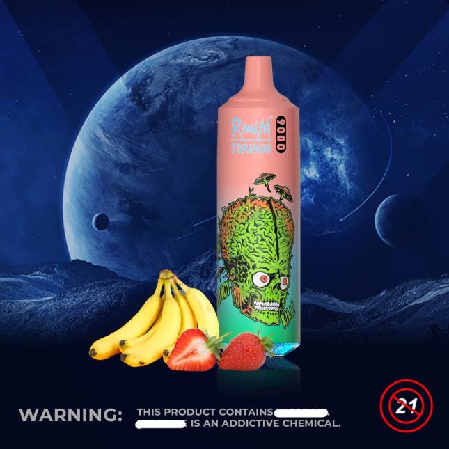 RandM Tornado 9000 vape pod enhed 1 pc version 1 L06X134 jordbær banan - RandM København