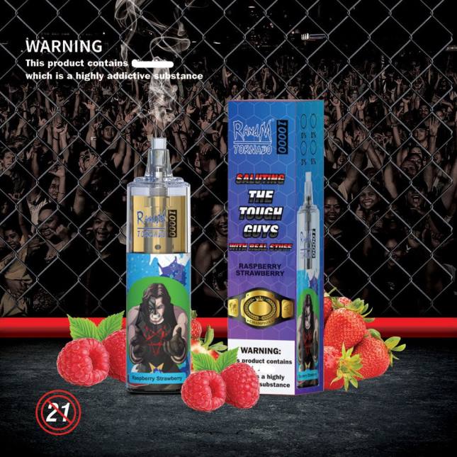 RandM Tornado 10000 luftstrømskontrol vape enhed 1 stk L06X118 jordbær kiwi - RandM Vape Butik