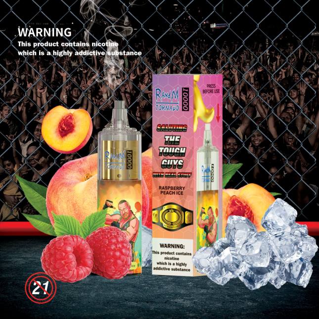 RandM Tornado 10000 luftstrømskontrol vape enhed 1 stk L06X118 jordbær kiwi - RandM Vape Butik