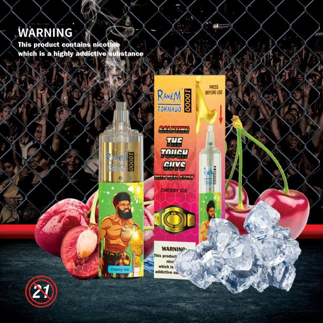 RandM Tornado 10000 luftstrømskontrol vape enhed 1 stk L06X118 jordbær kiwi - RandM Vape Butik