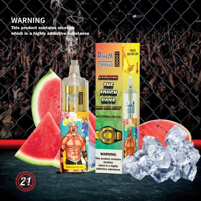 RandM Tornado 10000 luftstrømskontrol vape enhed 1 stk L06X118 jordbær kiwi - RandM Vape Butik
