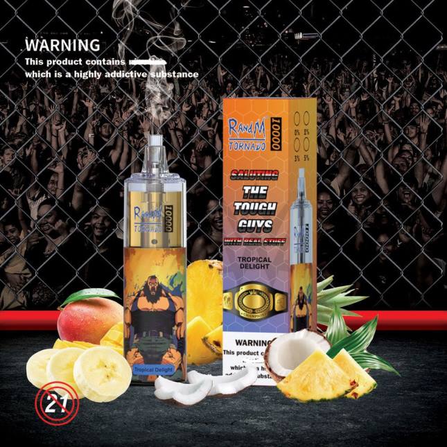 RandM Tornado 10000 luftstrømskontrol vape enhed 1 stk L06X118 jordbær kiwi - RandM Vape Butik