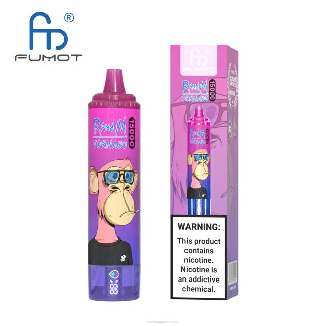 Fumot RandM Tornado 15000 vape enhed med batteri og ejuice display version 1 L06X26 vimto - RandM Disposable Vape