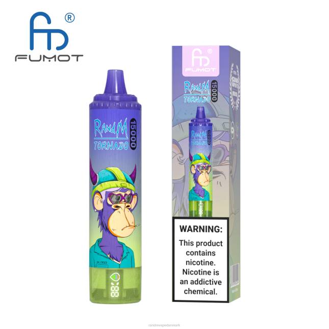 Fumot RandM Tornado 15000 vape enhed med batteri og ejuice display version 1 L06X26 vimto - RandM Disposable Vape