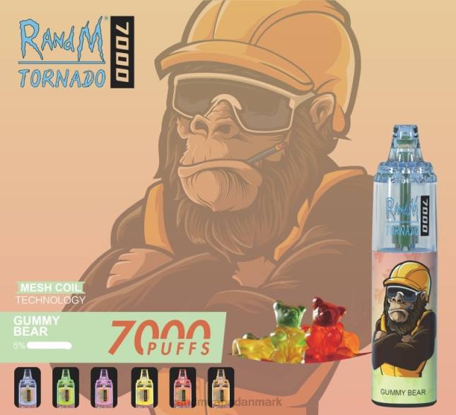 RandM Tornado 7000 luftstrømskontrol vape enhed 1 stk L06X168 Vingummibamse - RandM Vape Butik