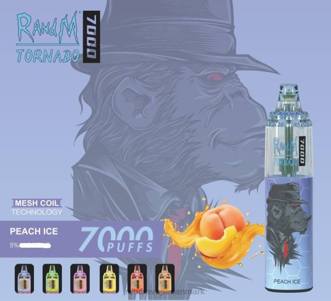 RandM Tornado 7000 luftstrømskontrol vape enhed 1 stk L06X171 fersken is - RandM Vape DK