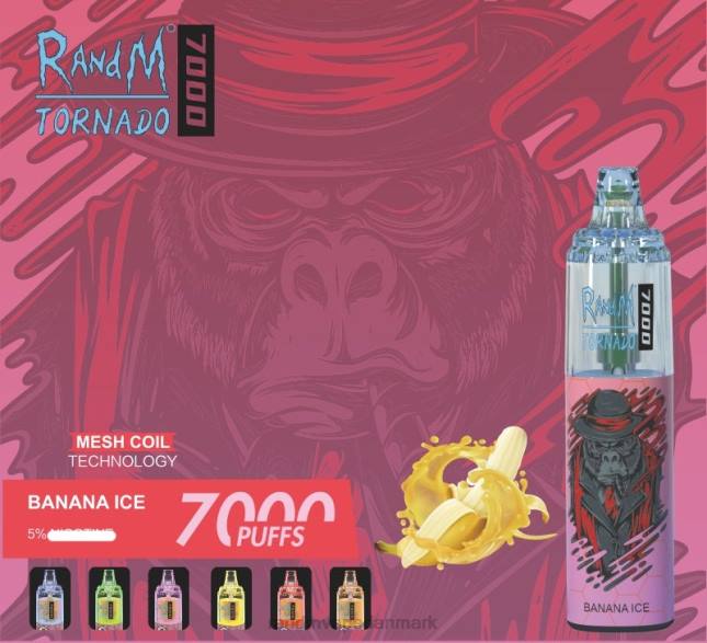RandM Tornado 7000 luftstrømskontrol vape enhed 1 stk L06X172 bananis - RandM Vape Store