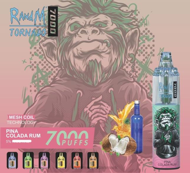 RandM Tornado 7000 luftstrømskontrol vape enhed 1 stk L06X175 pina colada rom - RandM Vape Denmark