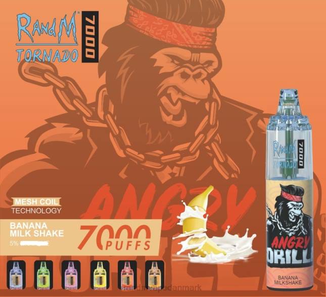 RandM Tornado 7000 luftstrømskontrol vape enhed 1 stk L06X177 banan milkshake - Best RandM Vape Flavors