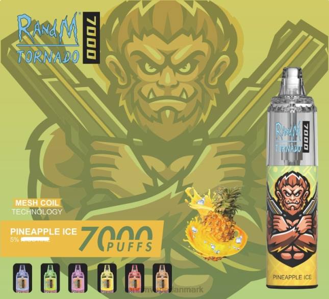 RandM Tornado 7000 luftstrømskontrol vape enhed 1 stk L06X178 jordbær vandmelon - RandM Vape Butik