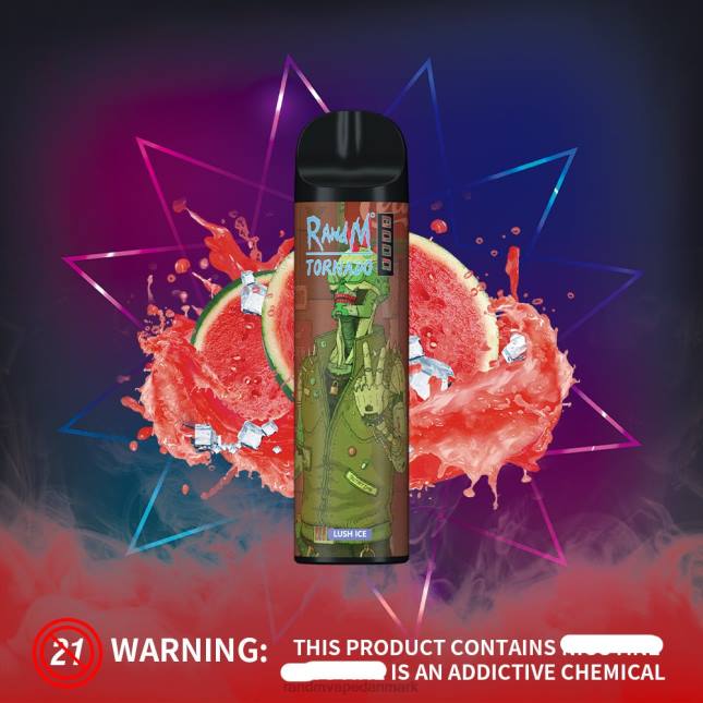 RandM Tornado 8000 luftstrømskontrol vape enhed 1 stk L06X236 frodig is - RandM Disposable Vape