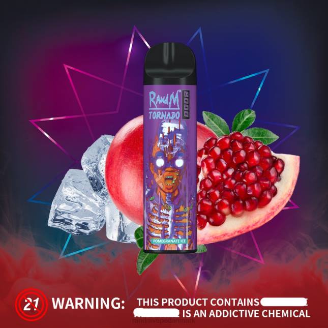 RandM Tornado 8000 luftstrømskontrol vape enhed 1 stk L06X245 rød æble melon - RandM Vape Denmark